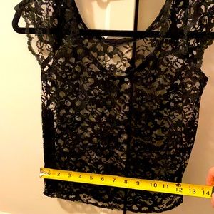 Black Sheer Lace Crop Top, Tank Top